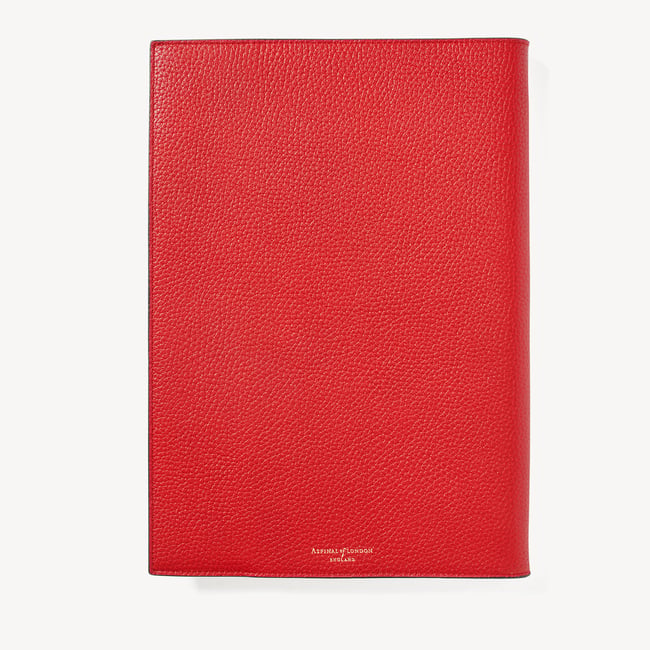 A4 Refillable Luxury Journal Cardinal Red Pebble with Soft Suede Lining
