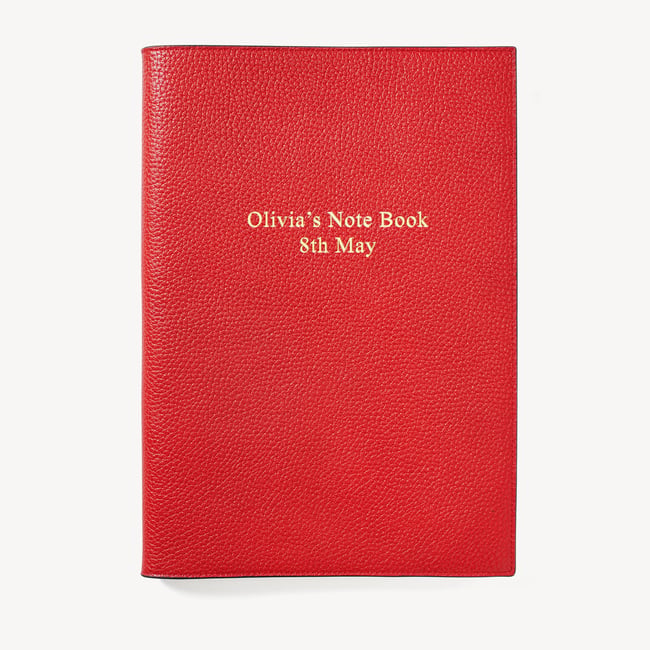 A4 Refillable Luxury Journal Cardinal Red Pebble with Soft Suede Lining