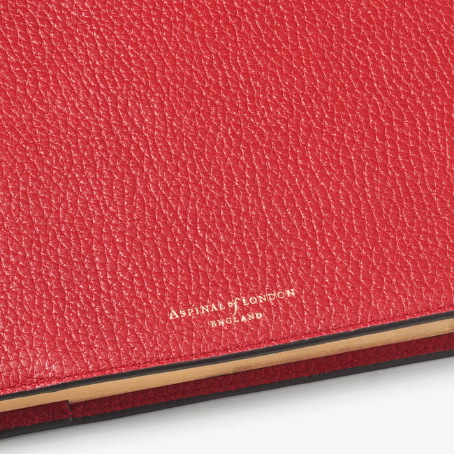 A4 Refillable Luxury Journal Cardinal Red Pebble with Soft Suede Lining