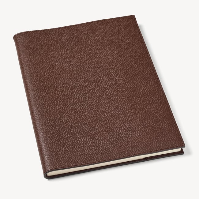 A4 Refillable Luxury Journal Tobacco Pebble with Soft Suede Lining