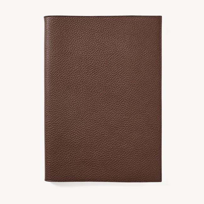 A4 Refillable Luxury Journal Tobacco Pebble with Soft Suede Lining