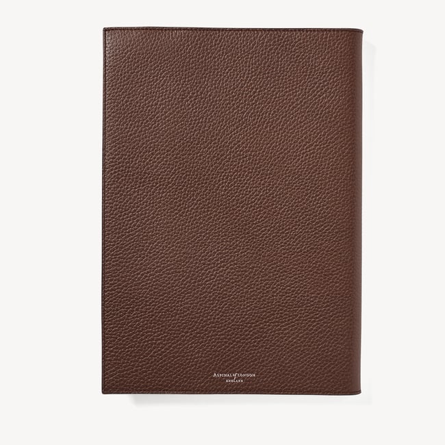 A4 Refillable Luxury Journal Tobacco Pebble with Soft Suede Lining