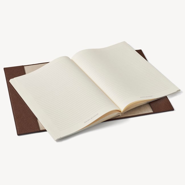 A4 Refillable Luxury Journal Tobacco Pebble with Soft Suede Lining