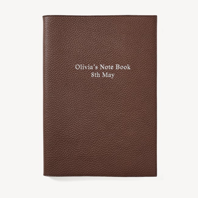 A4 Refillable Luxury Journal Tobacco Pebble with Soft Suede Lining