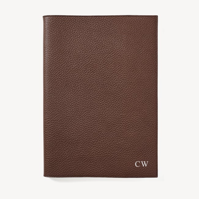 A4 Refillable Luxury Journal Tobacco Pebble with Soft Suede Lining