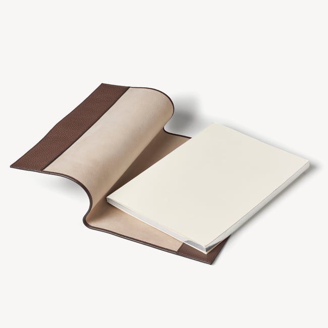 A4 Refillable Luxury Journal Tobacco Pebble with Soft Suede Lining