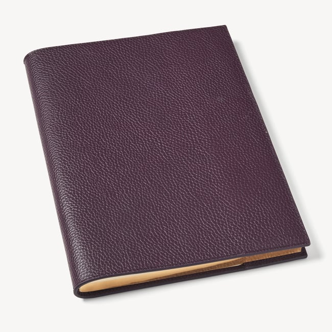 A4 Refillable Luxury Journal Fig Pebble with Soft Suede Lining