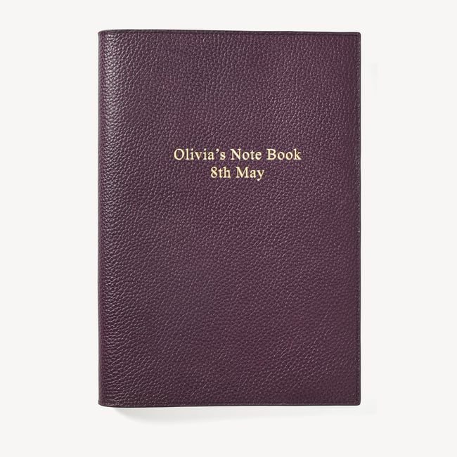 A4 Refillable Luxury Journal Fig Pebble with Soft Suede Lining