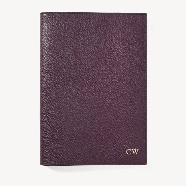 A4 Refillable Luxury Journal Fig Pebble with Soft Suede Lining