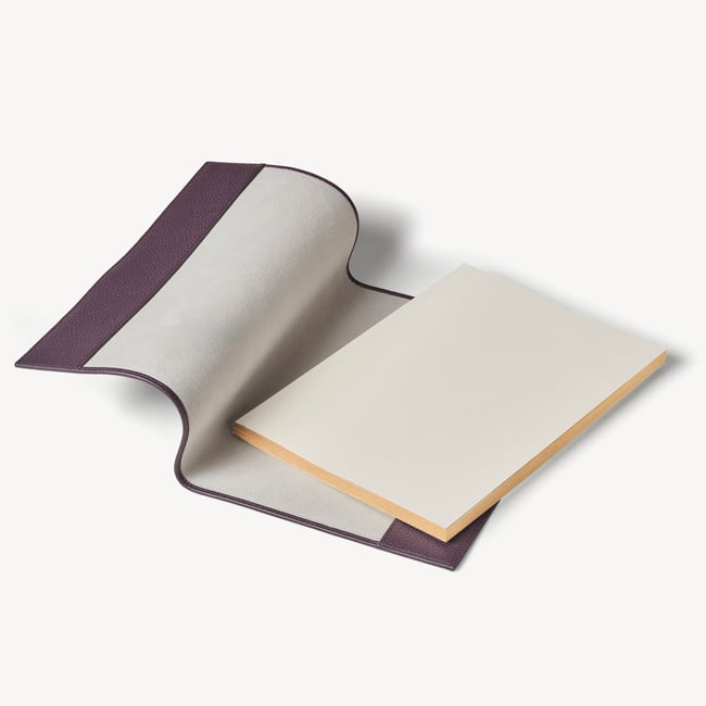 A4 Refillable Luxury Journal Fig Pebble with Soft Suede Lining