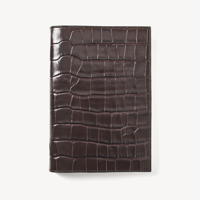 A5 Refillable Luxury Journal Amazon Brown Croc with Soft Suede Lining