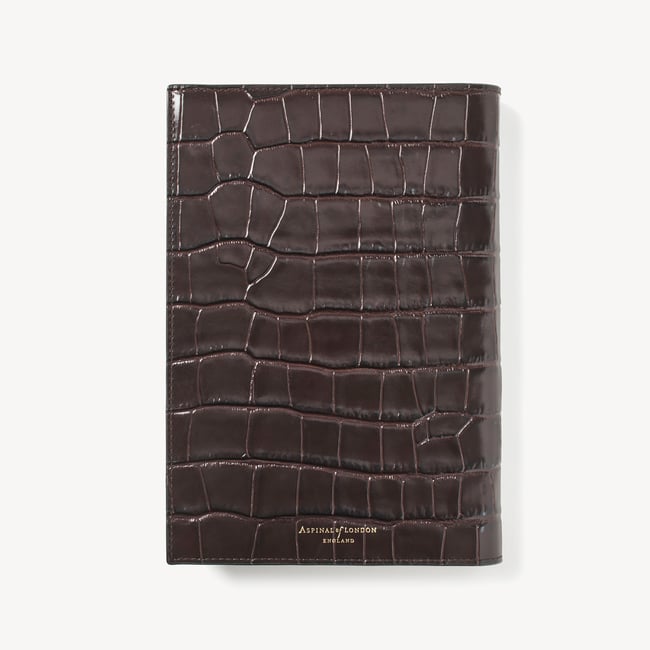 A5 Refillable Luxury Journal Amazon Brown Croc with Soft Suede Lining