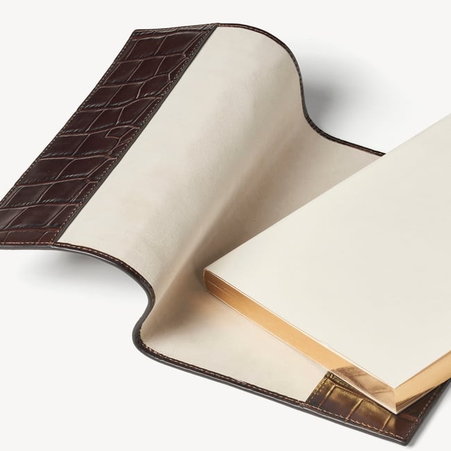 A5 Refillable Luxury Journal Amazon Brown Croc with Soft Suede Lining