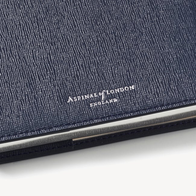 A5 Refillable Luxury Journal Navy Saffiano with Soft Suede Lining