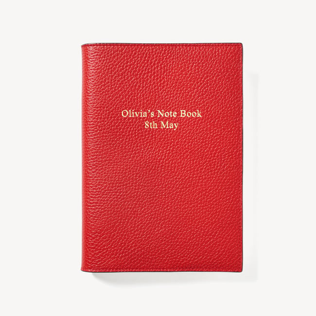 A5 Refillable Luxury Journal Cardinal Red Pebble with Soft Suede Lining