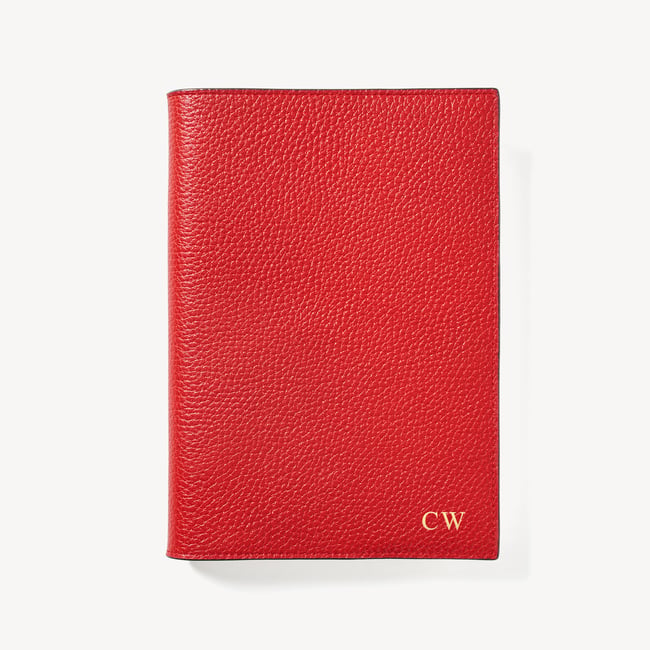A5 Refillable Luxury Journal Cardinal Red Pebble with Soft Suede Lining