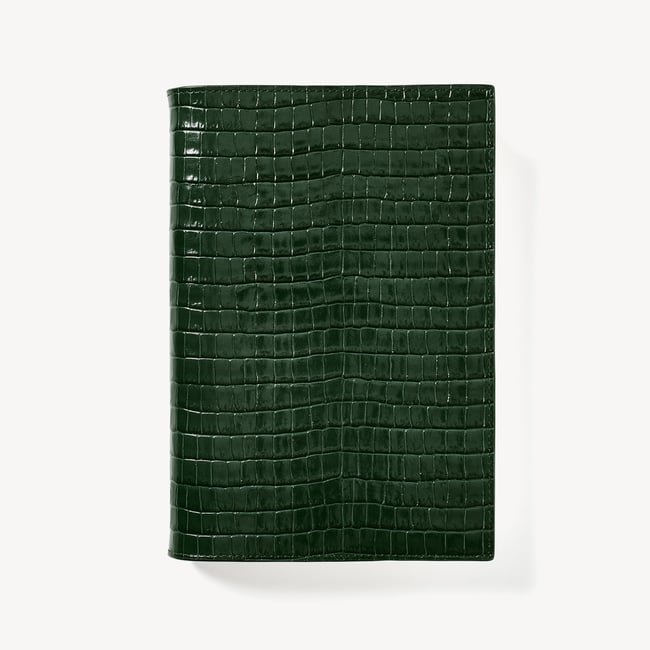 A5 Refillable Luxury Journal Evergreen Small Croc with Soft Suede Lining