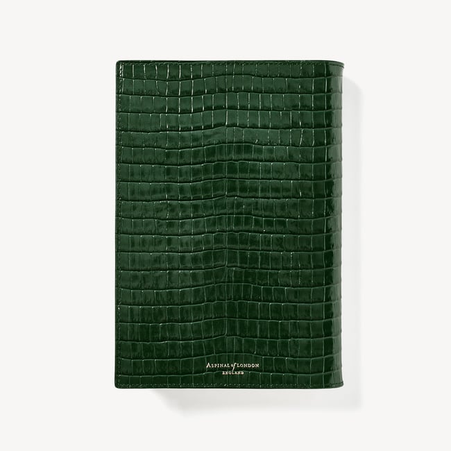 A5 Refillable Luxury Journal Evergreen Small Croc with Soft Suede Lining