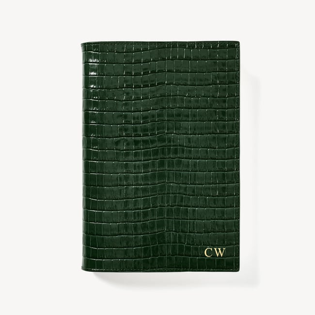 A5 Refillable Luxury Journal Evergreen Small Croc with Soft Suede Lining
