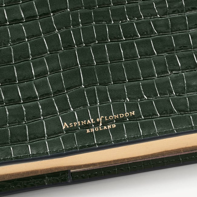 A5 Refillable Luxury Journal Evergreen Small Croc with Soft Suede Lining