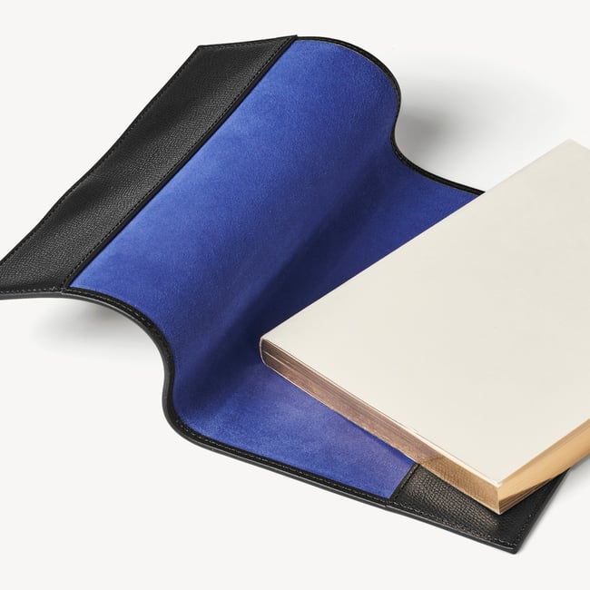 A5 Refillable Luxury Journal Black Soft Saffiano with Soft Suede Lining