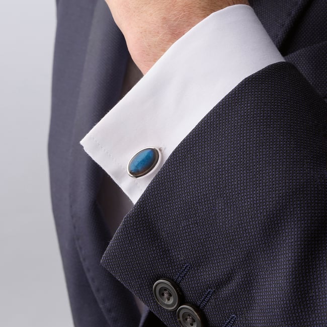 Oval Cufflinks Labradorite & Silver Plated