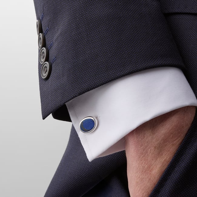 Oval Slice Cufflinks Blue Lapis & Sterling Silver 925