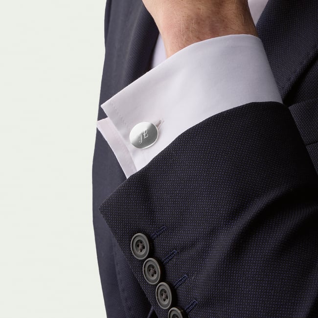 Double Domed Sterling Silver Engraved Cufflinks Sterling Silver 925