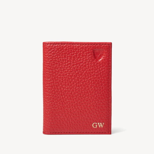 Double Fold Credit Card Holder Red Pebble