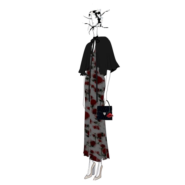 Midi Mayfair® Black Harlequin Hand Embroidery