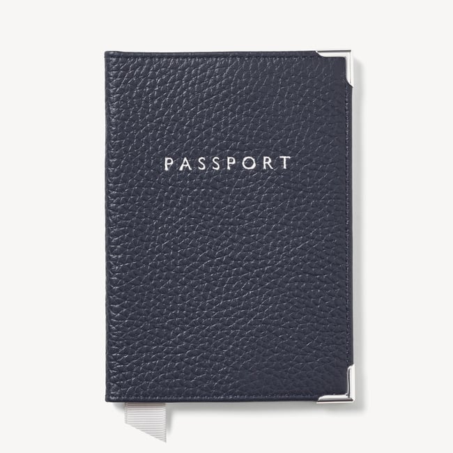 Passport Cover Navy Pebble