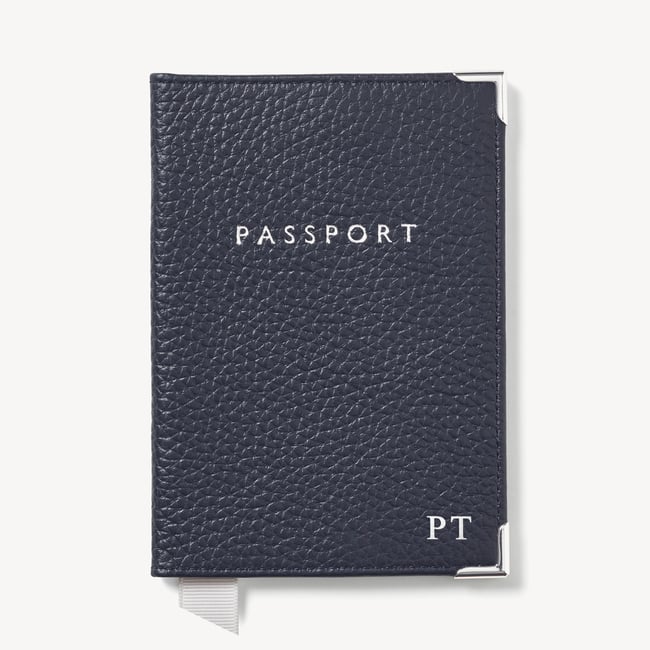 Passport Cover Navy Pebble