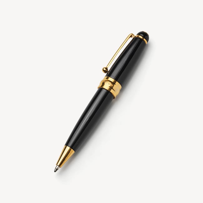 Baby Ballpoint Enamel Pen Black & 18ct Gold Plated