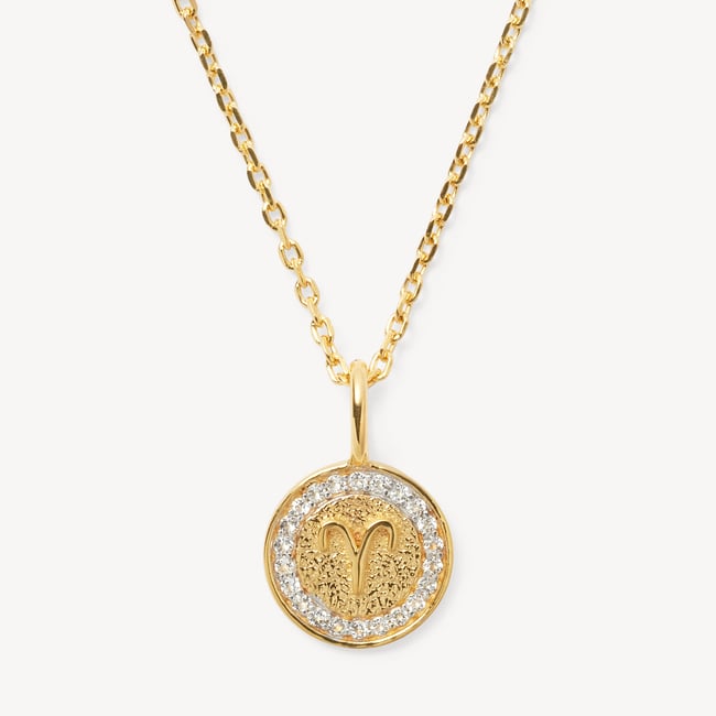 Aries Zodiac Pendant Necklace Aries in 18ct Gold Vermeil