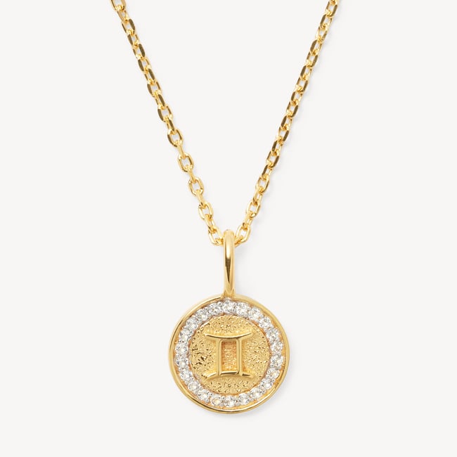 Gemini Zodiac Pendant Necklace Gemini in 18ct Gold Vermeil