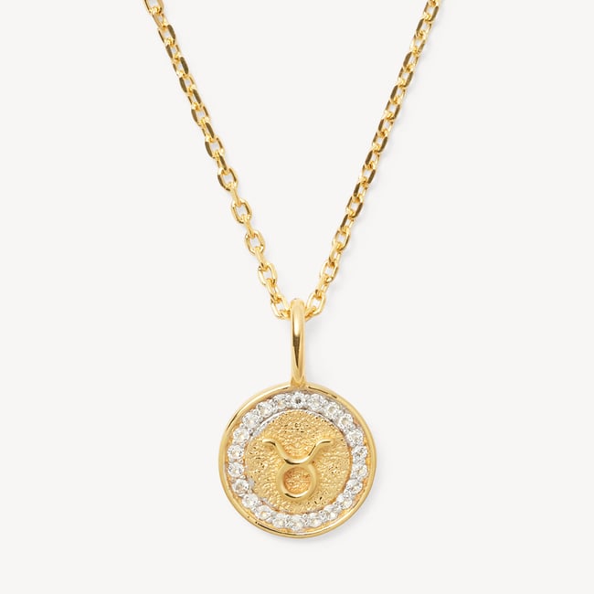 Taurus Zodiac Pendant Necklace Taurus in 18ct Gold Vermeil