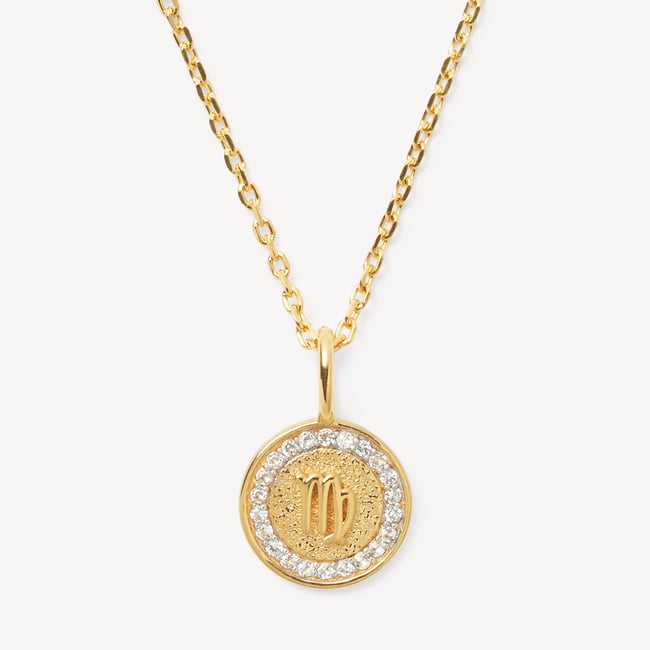 Virgo Zodiac Pendant Necklace Virgo in 18ct Gold Vermeil