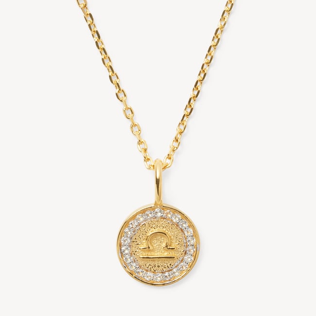 Libra Zodiac Pendant Necklace Libra in 18ct Gold Vermeil