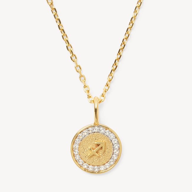 Sagittarius Zodiac Pendant Necklace Sagittarius in 18ct Gold Vermeil