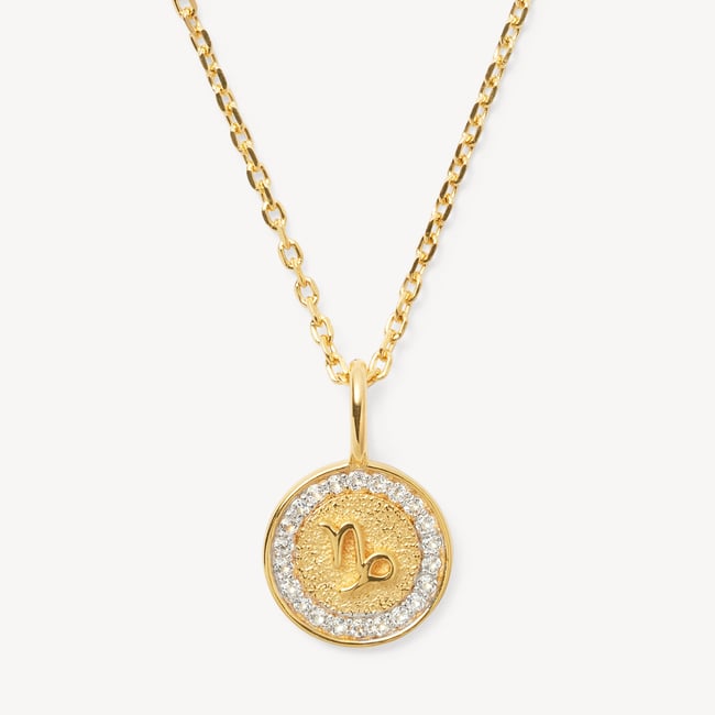 Capricorn Zodiac Pendant Necklace Capricorn in 18ct Gold Vermeil