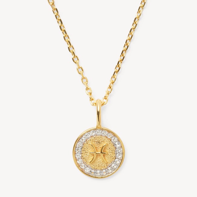 Pisces Zodiac Pendant Necklace Pisces in 18ct Gold Vermeil