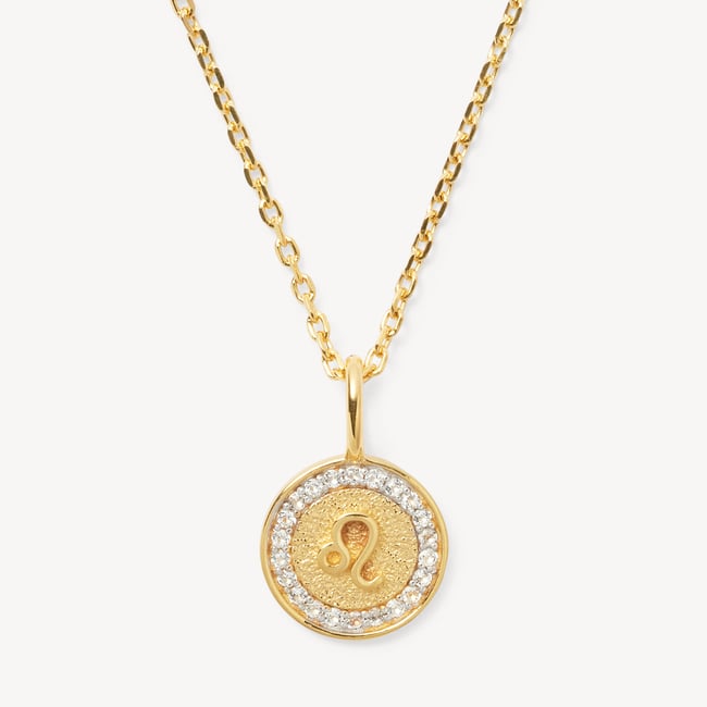 Leo Zodiac Pendant Necklace Leo in 18ct Gold Vermeil