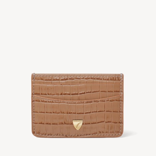 Slim Credit Card Holder Deep Shine Caramel Small Croc