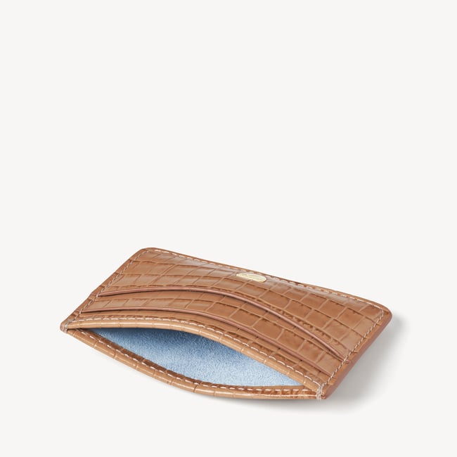 Slim Credit Card Holder Deep Shine Caramel Small Croc