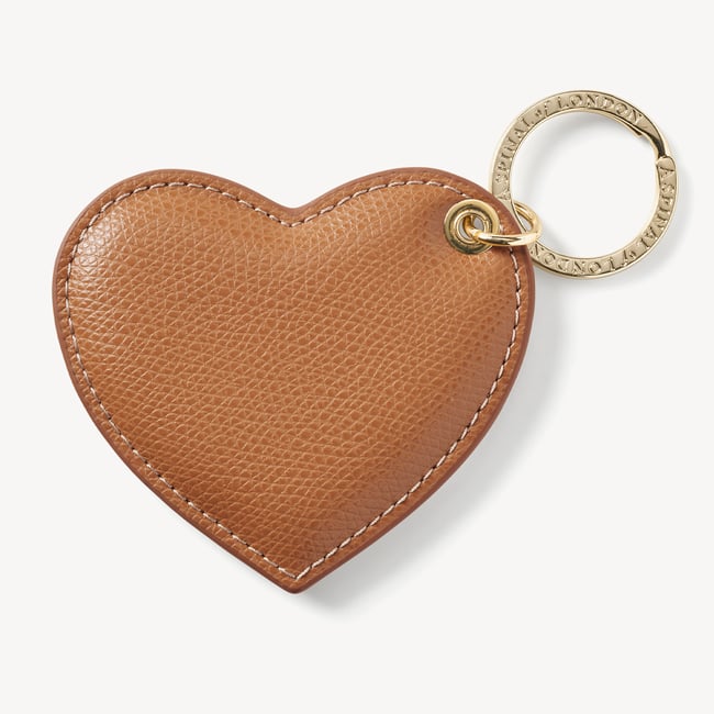 Heart Keyring Caramel Soft Saffiano