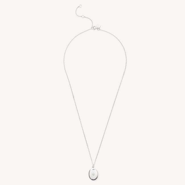 Oval Pearl Locket Necklace Mother of Pearl & Sterling Silver 925