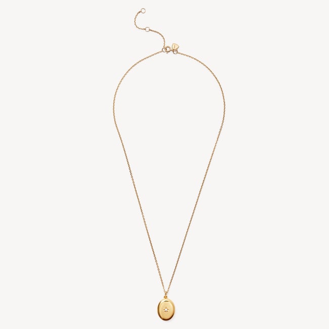 Oval Pearl Locket Necklace Pearl Cabochon & 18ct Gold Vermeil