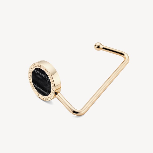 Aspinal Handbag Hook Deep Shine Black Croc