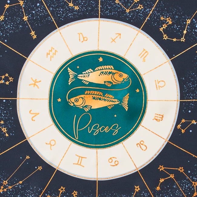 Pisces Zodiac Silk Scarf Navy Pure Silk