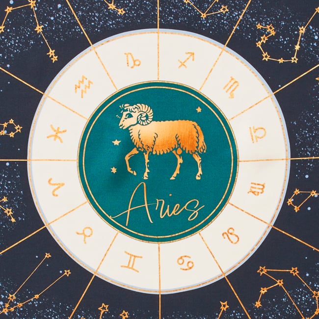 Aries Zodiac Silk Scarf Navy Pure Silk